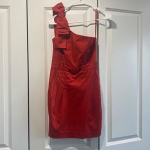 French Connection one shoulder cocktail dress in burnt orange. Size 0. EUC.